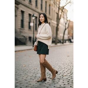 Blondo Twyla Tall Suede Boots Women's 7M Tan Beige Waterproof Knee High Riding